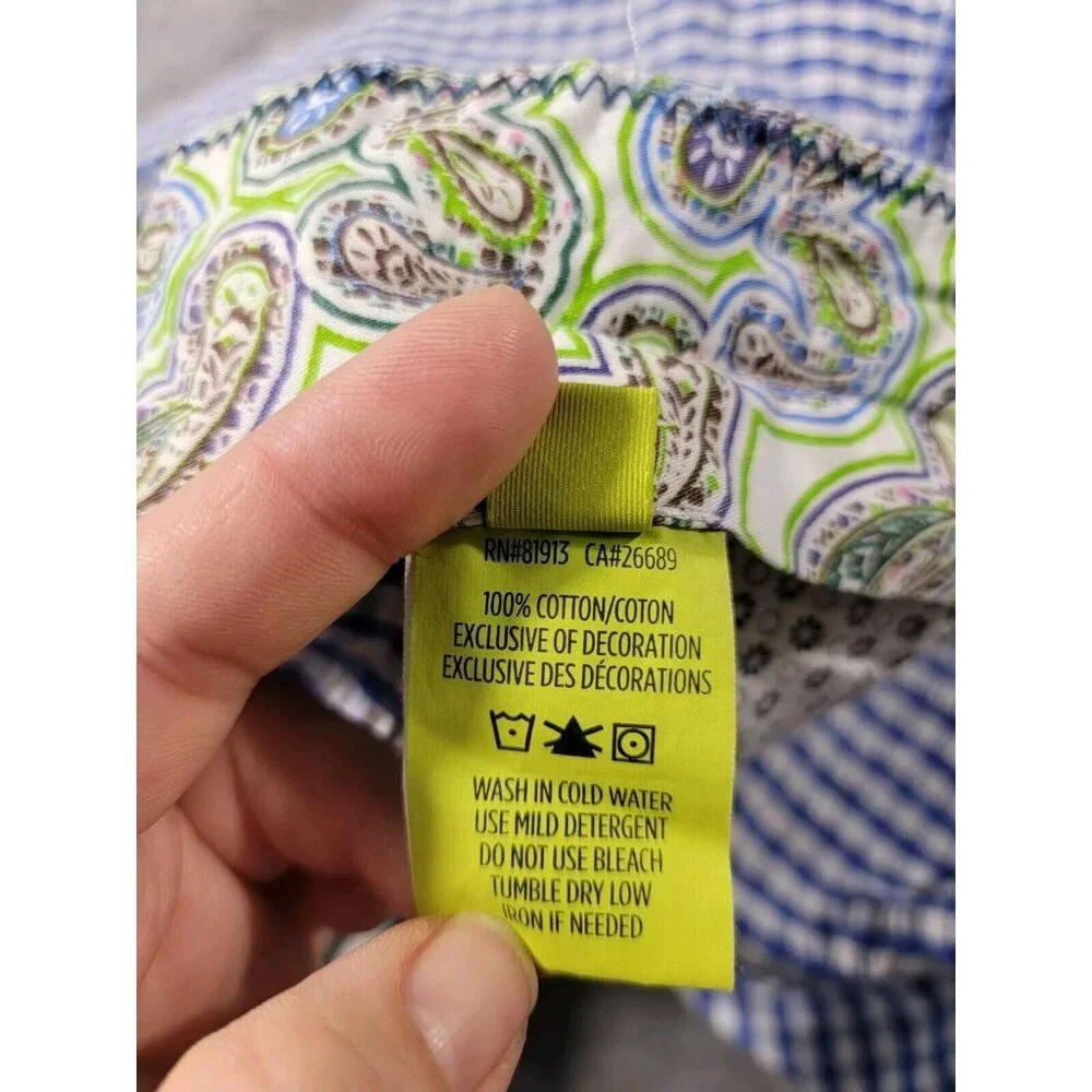 Robert Graham Shorts 38x8 Classic Fit‎ Blue Gingham Seersucker Flat Front Casual
